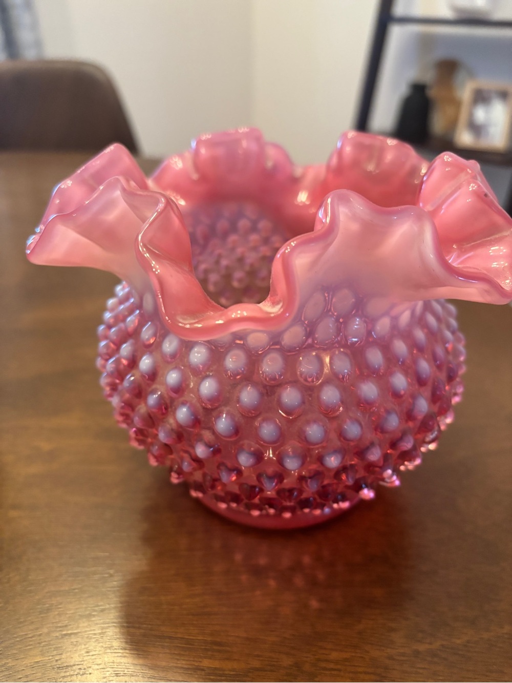 Fenton Vintage Cranberry Hobnail Vase